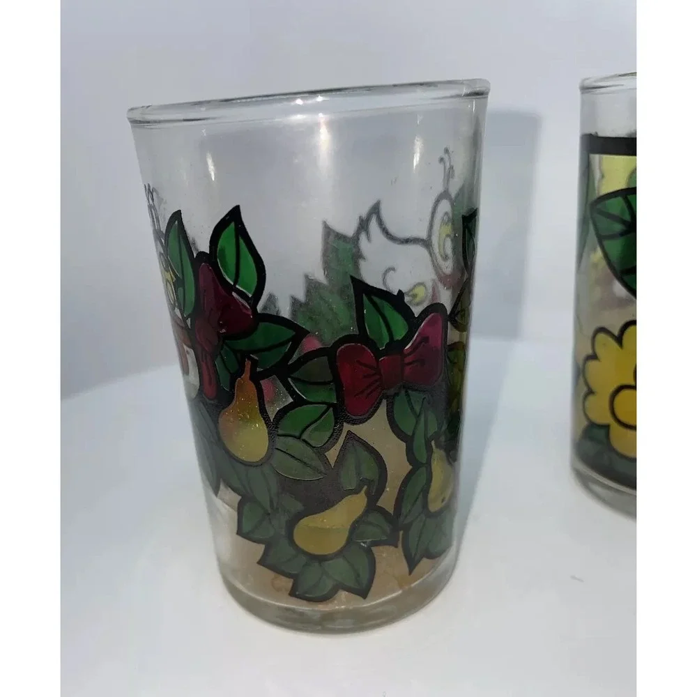 2 Vintage‎ Butterfly Dove Partridge Pear Stained Glass Candle Holders 3.5